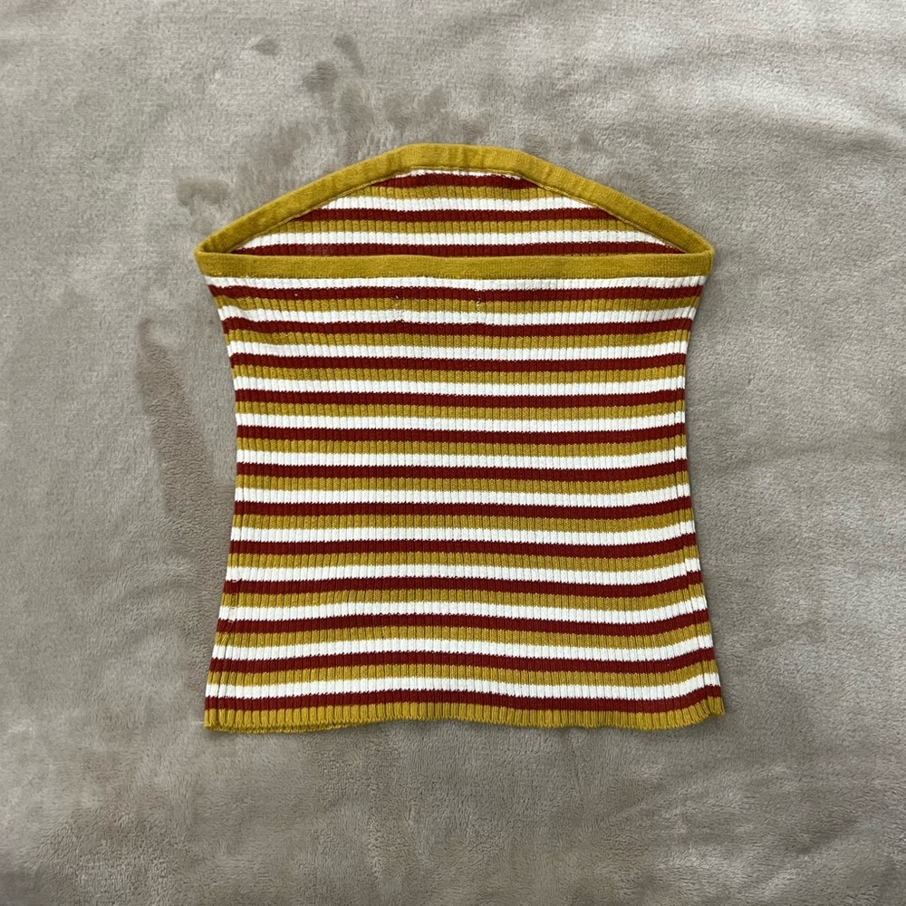 AMERICAN EAGLE Yellow Striped Tube Top - Picture 3 of 3